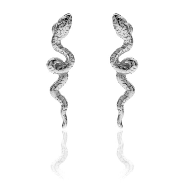 Coppia Orecchini Serpente Argento 925 Anticato