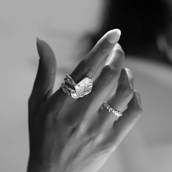 Anello Ginkgo Contrarie' Argento 925 Rodiato - immagine 3