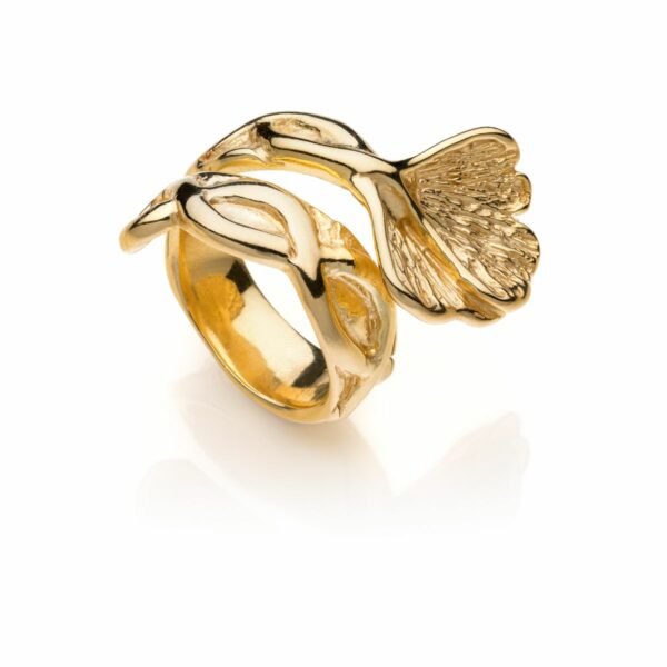 Anello Ginkgo Contrarie' Argento 925 Dorato