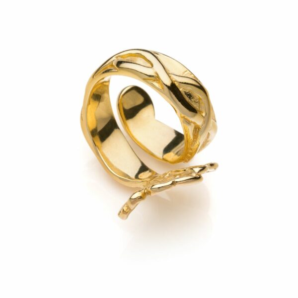 Anello Ginkgo Contrarie' Argento 925 Dorato - immagine 2