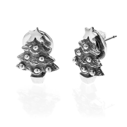 Coppia Orecchini lobo Xmas Tree Argento 925 Anticato