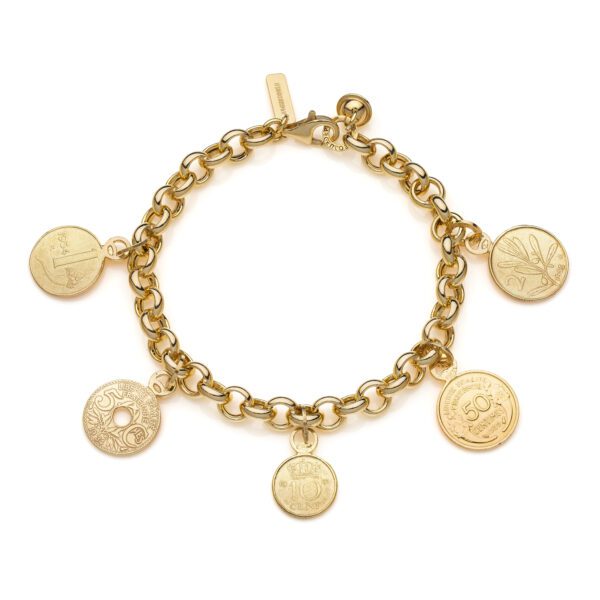 Bracciale Monete Età Aurea Argento 925 Dorato