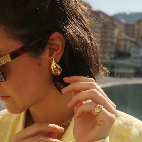 Coppia Orecchini Marea Ottone Dorato