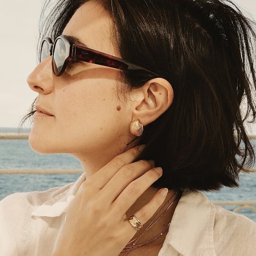 Coppia Orecchini Conchiglia Argento 925 Dorato